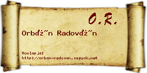 Orbán Radován névjegykártya